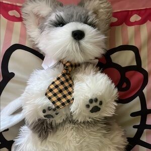 Adorable Gray and White Plush Dog Bag